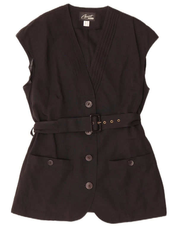 APART Jachetă blazer fără mâneci cu 4 nasturi pentru femei UK 16 Poliester negru mare