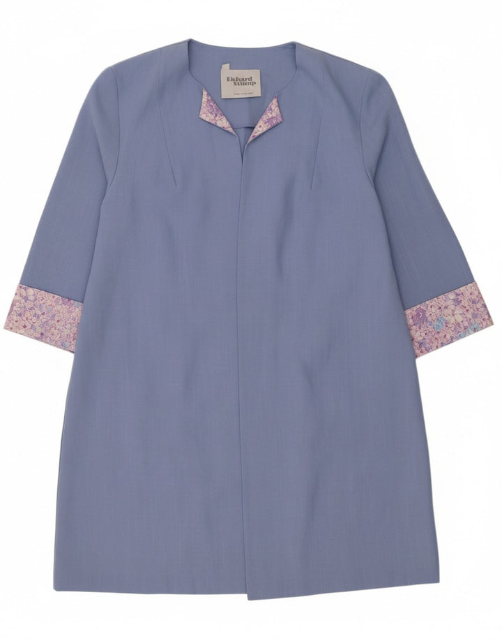 RICHARD STUMP Womens Open Overcoat UK 20 2XL Blue Floral Polyester