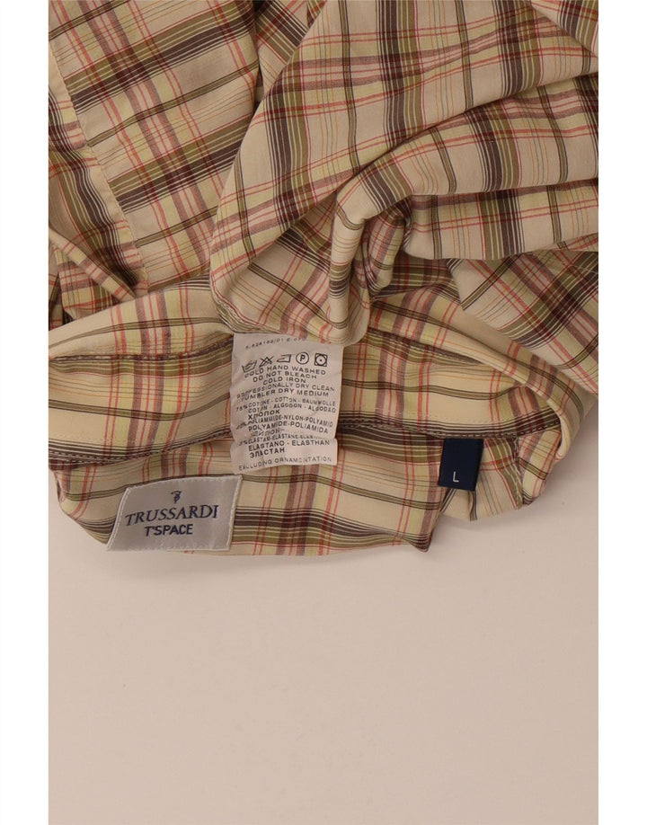 Cămașă pentru bărbați Trussardi în carouri, mare, bej, din bumbac