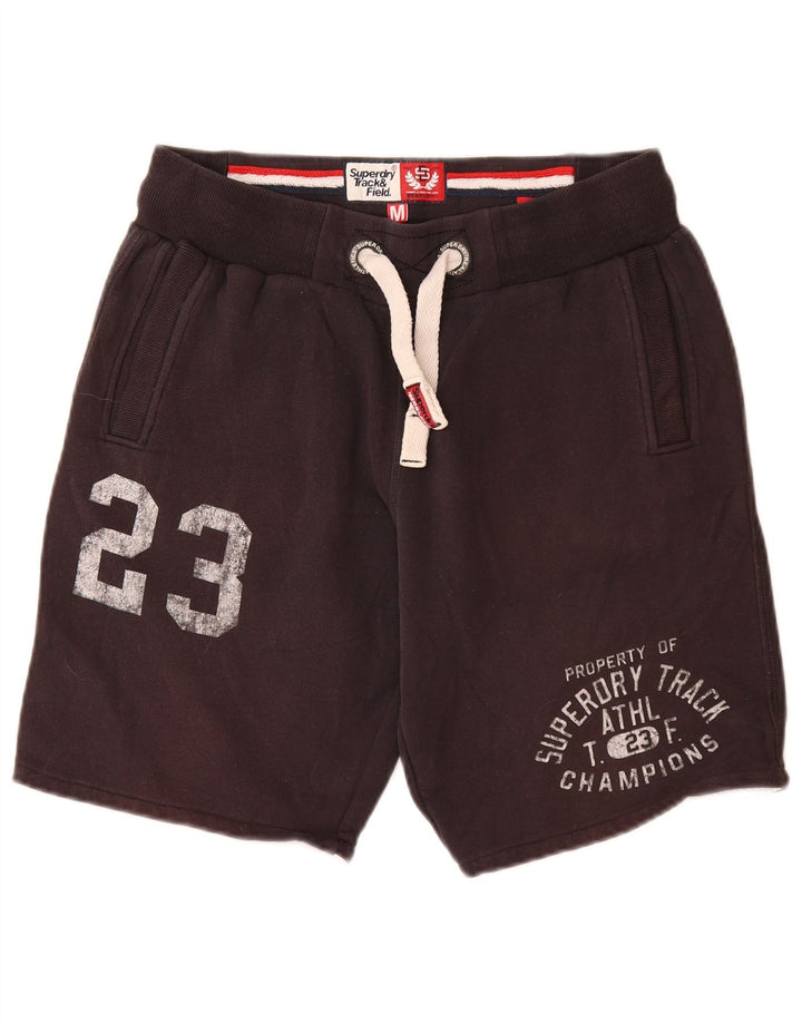 SUPERDRY Pantaloni scurti de sport grafic pentru femei UK 12, bumbac gri mediu