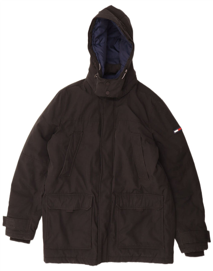 Jachetă căptușită cu glugă Tommy Hilfiger pentru bărbați UK 42 XL Poliester negru