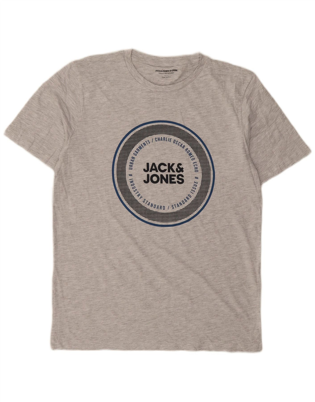 Tricou cu grafic Jack & Jones pentru bărbați Top din bumbac cu pete gri mediu