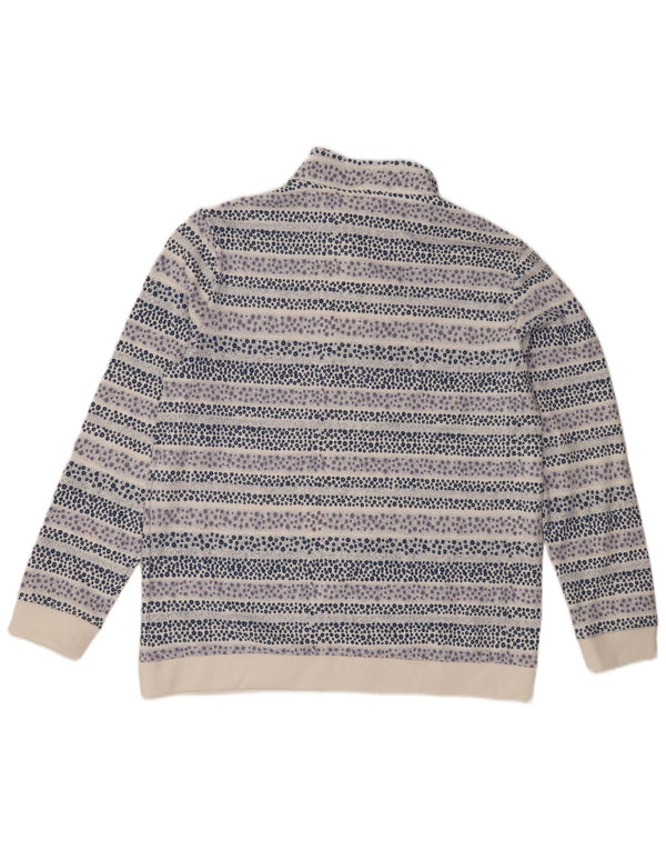 Cotton Traders Pulover pentru damă, cu fermoar, cu gât, UK 14, mare, alb, floral