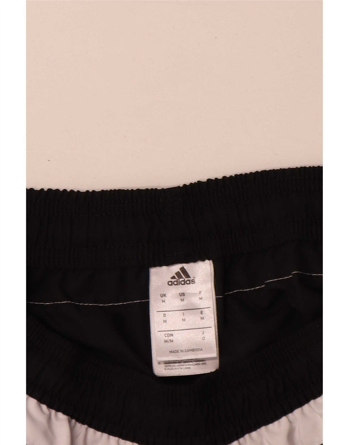 Pantaloni scurți sport Adidas pentru bărbați, poliester cu dungi medii, negre