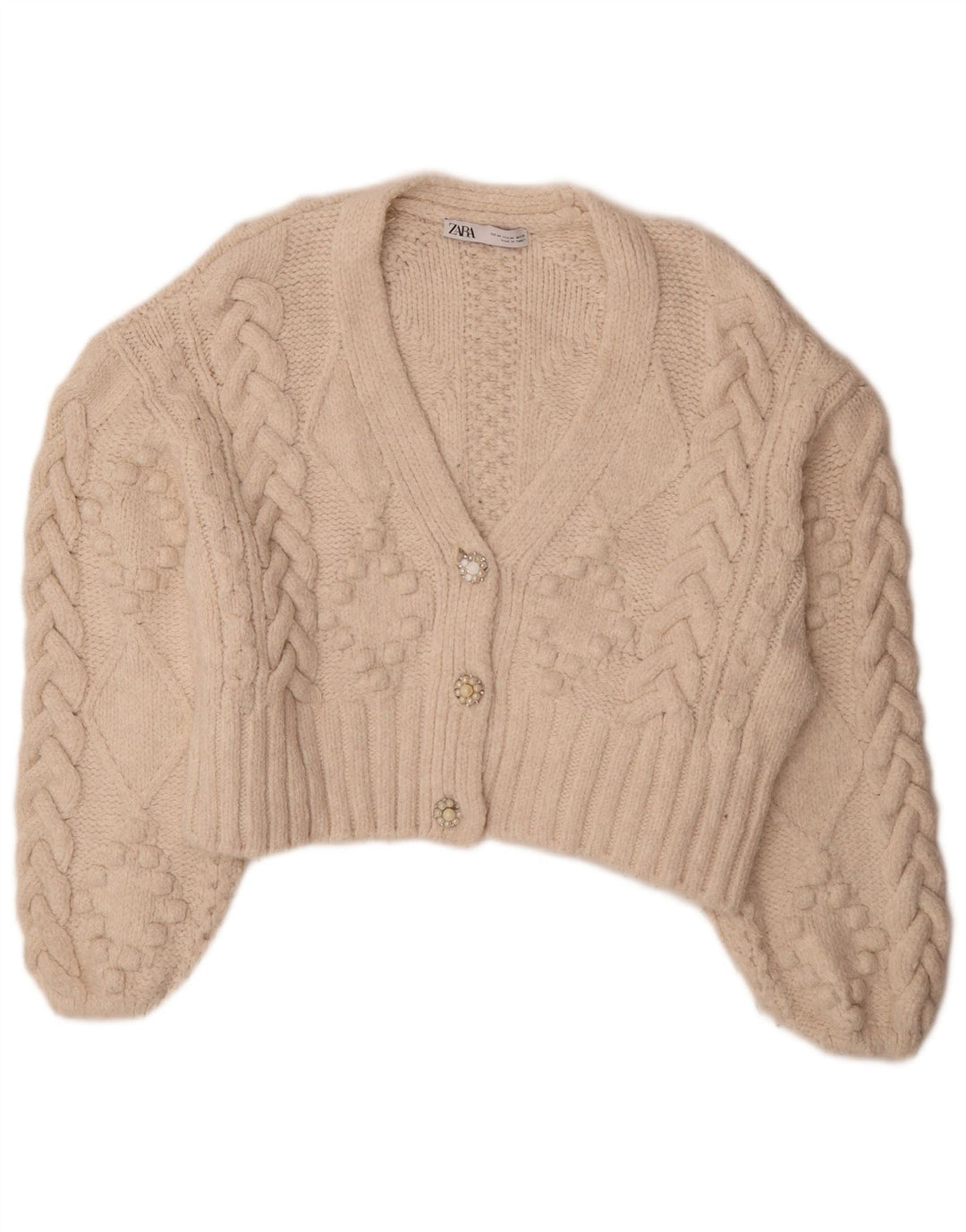 Pulover supradimensionat pentru femei Zara UK 14 Medium Acrilic alb