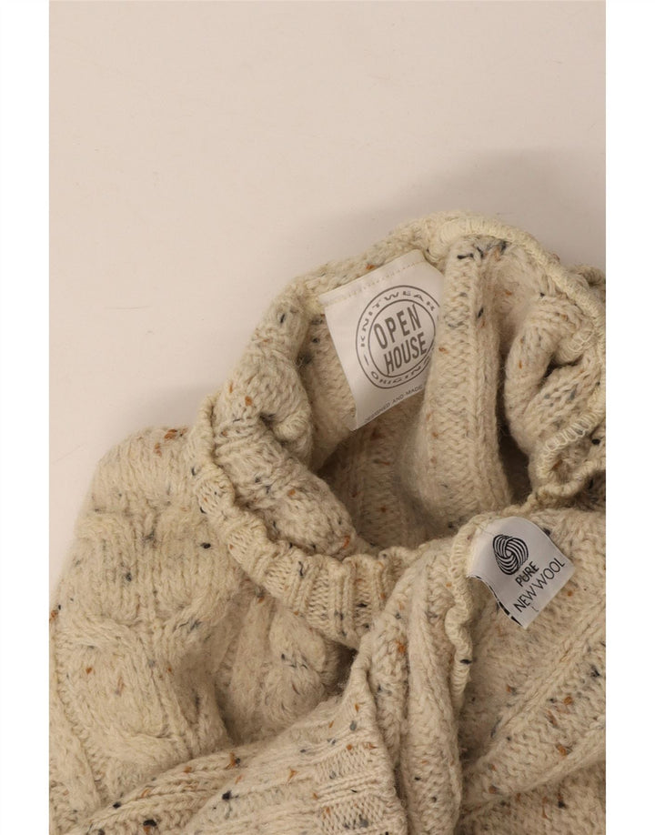 Pulover pentru femei VINTAGE cu gât țestoasă, UK 18 XL, alb pătat