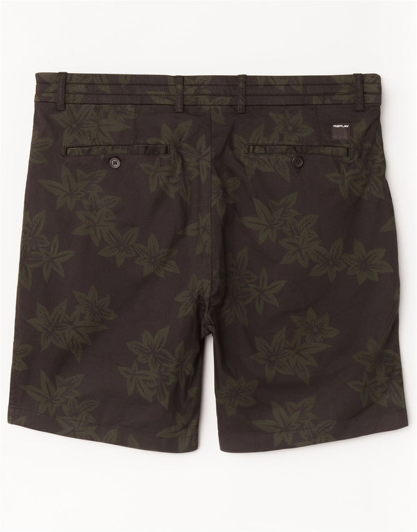 Pantaloni scurți chino grafic pentru bărbați Replay W36, mari, negru, bumbac floral
