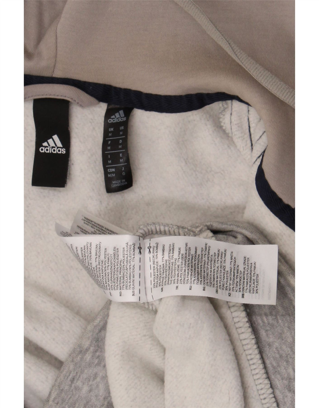 Pulover Adidas pentru bărbați, cu fermoar, bumbac, gri mediu