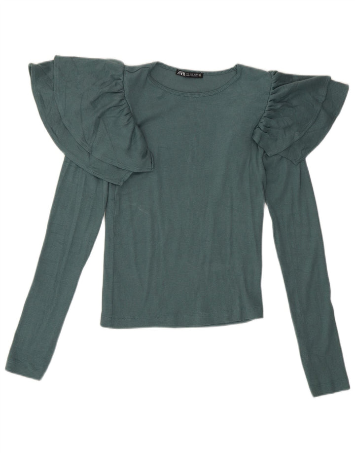 Top pentru femei Zara cu mânecă lungă UK 10 Small Green