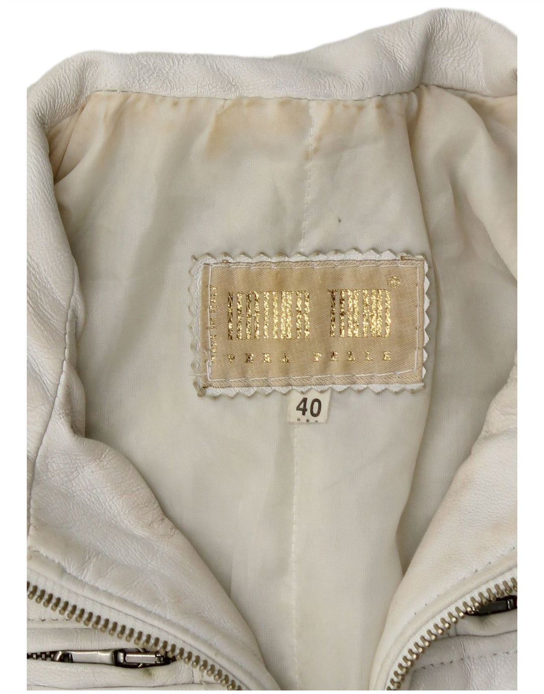 Jachetă de piele vintage pentru femei IT 40 Small White White