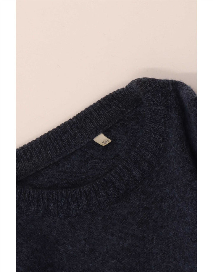 Pulover vintage pentru bărbați cu gât roșu IT 50 Medium Bleumarin Geometric
