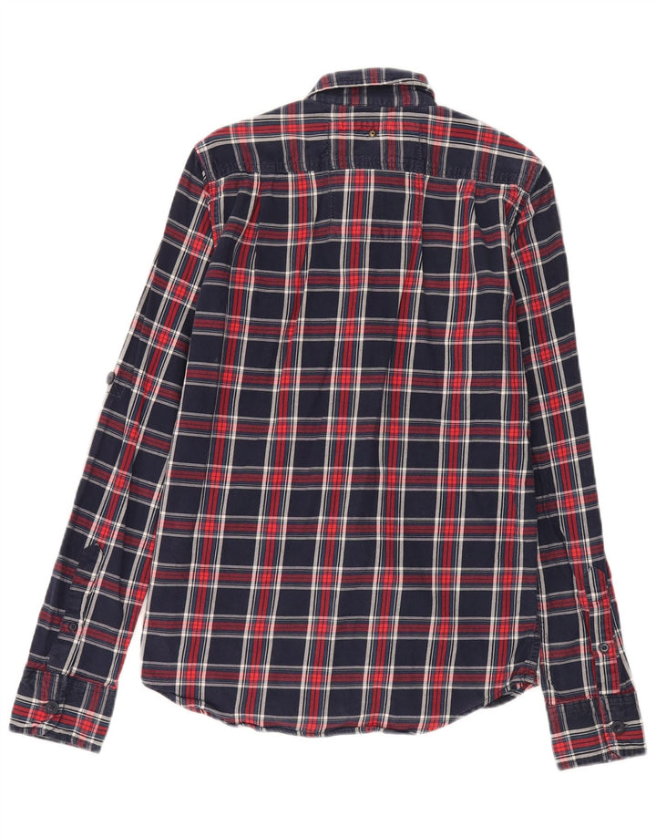 Cămașă de flanel pentru bărbați Superdry, din bumbac cu carouri, albastru bleumarin