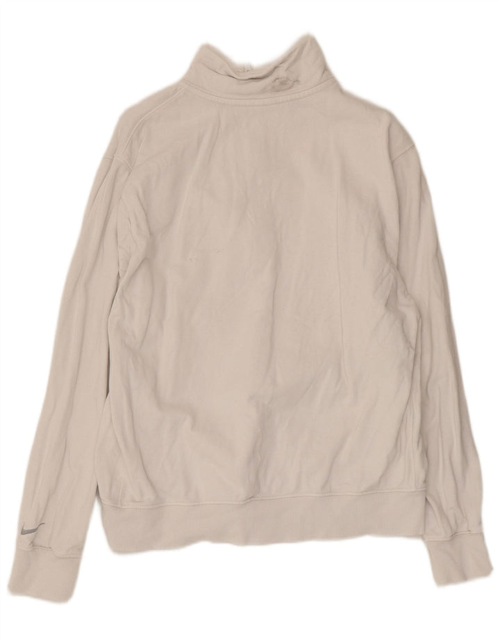 Pulover Nike pentru femei, cu grafic, cu fermoar, cu gât, UK 14, bumbac alb mediu
