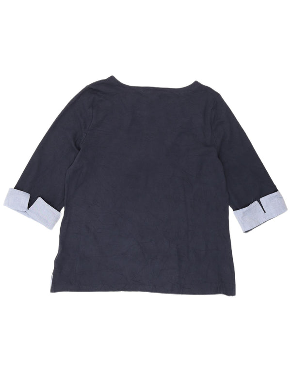Top pentru femei Nautica cu mâneci 3/4 UK 20 2XL, albastru bleumarin, bumbac color bloc
