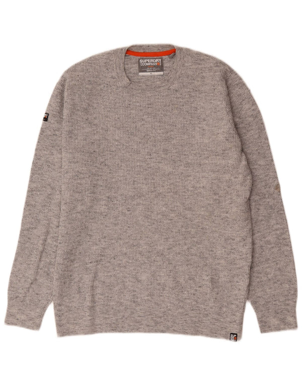 Pulover Superdry pentru bărbați cu gât roșu, XL, bumbac cu pete gri