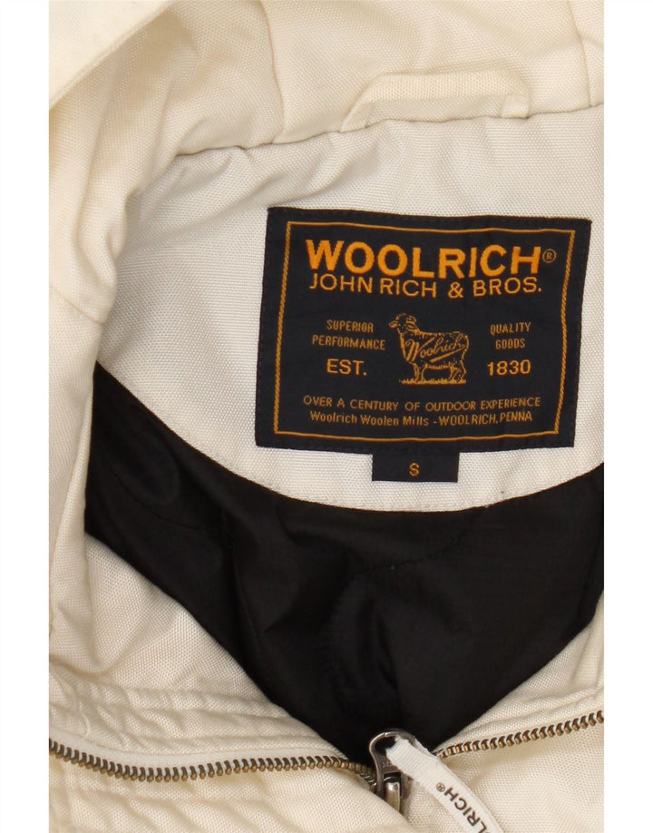 Jachetă bomber cu glugă Woolrich pentru femei UK 10, nailon, alb, mic