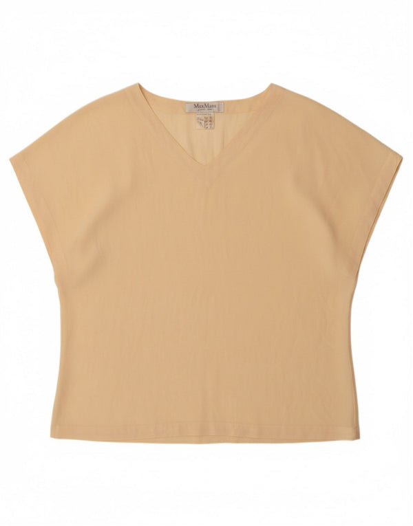 MAX MARA Tricou pentru femei Top UK 14 Mare Bej Mătase