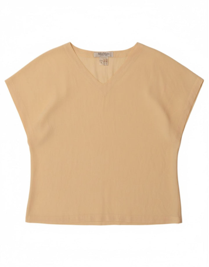 MAX MARA Tricou pentru femei Top UK 14 Mare Bej Mătase