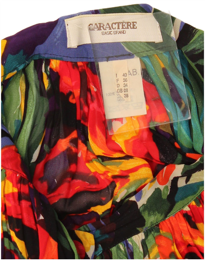 CARACTERE Fusta plisata pentru femei UK 8 Small W26 Multicolor Floral Viscose