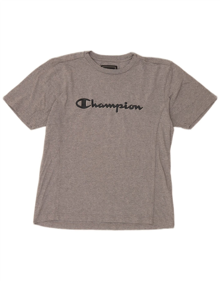Tricou grafic pentru bărbați CHAMPION Top din bumbac gri mediu