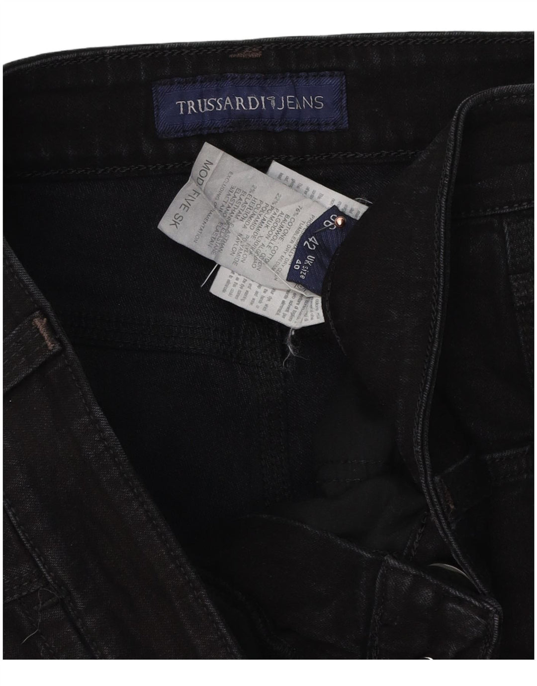 Trussardi blugi drepti pentru bărbați W40 L30 bumbac negru