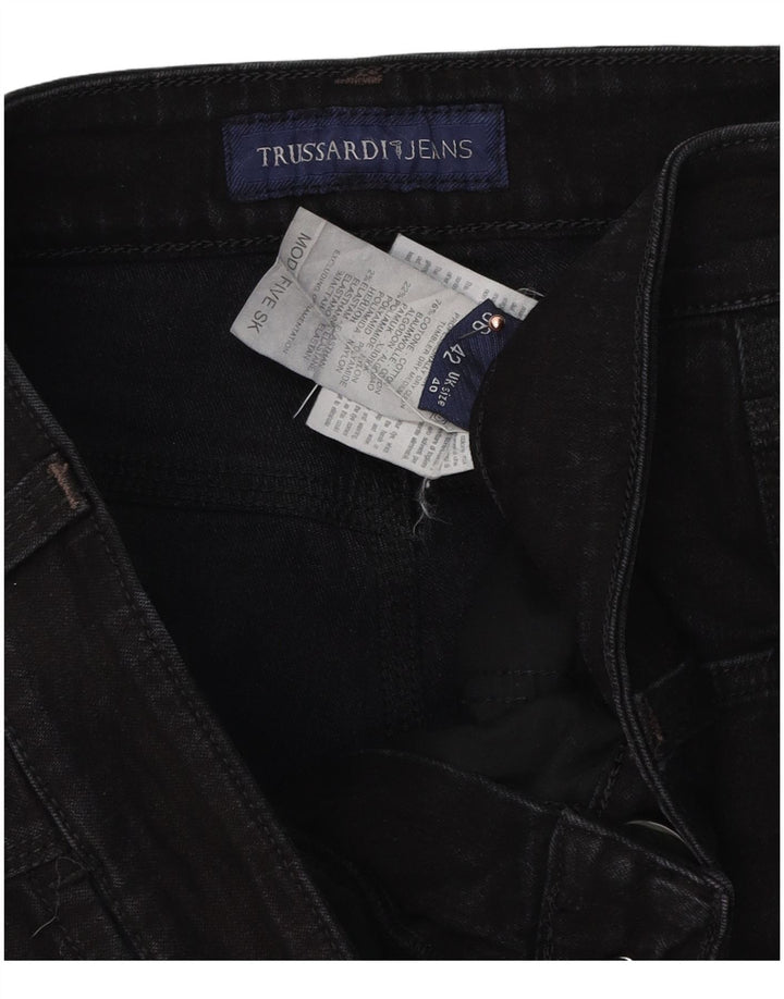 Trussardi blugi drepti pentru bărbați W40 L30 bumbac negru