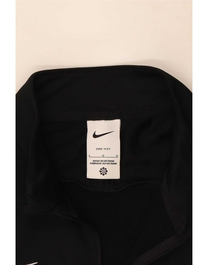 Top de trening pentru bărbați Dri Fit, cu fermoar și gât, negru, colorblock