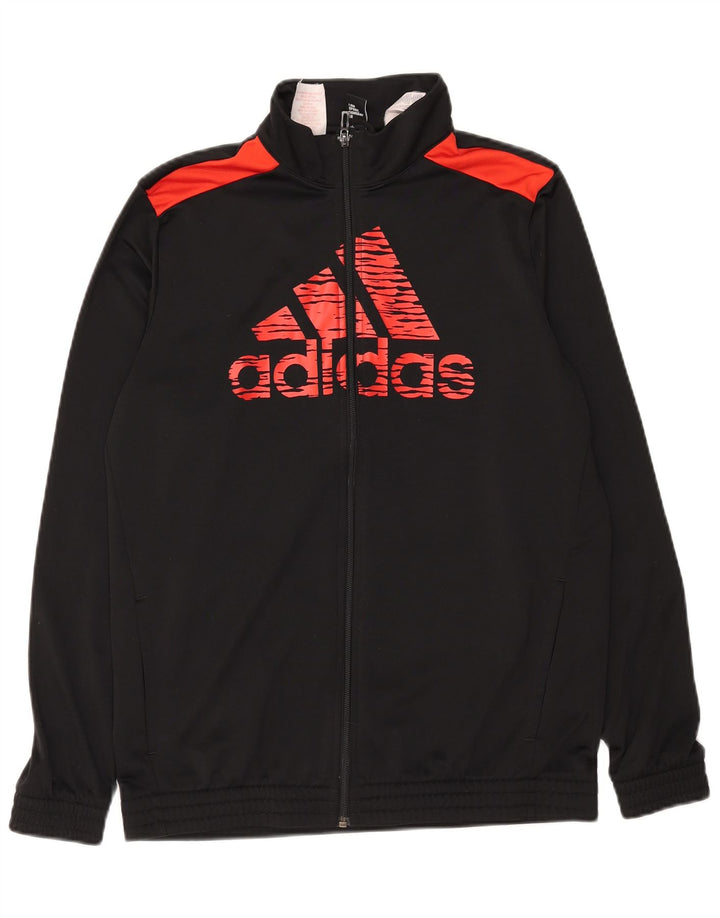 Jachetă de top pentru trening cu grafic pentru fete Adidas 15-16 ani, poliester negru