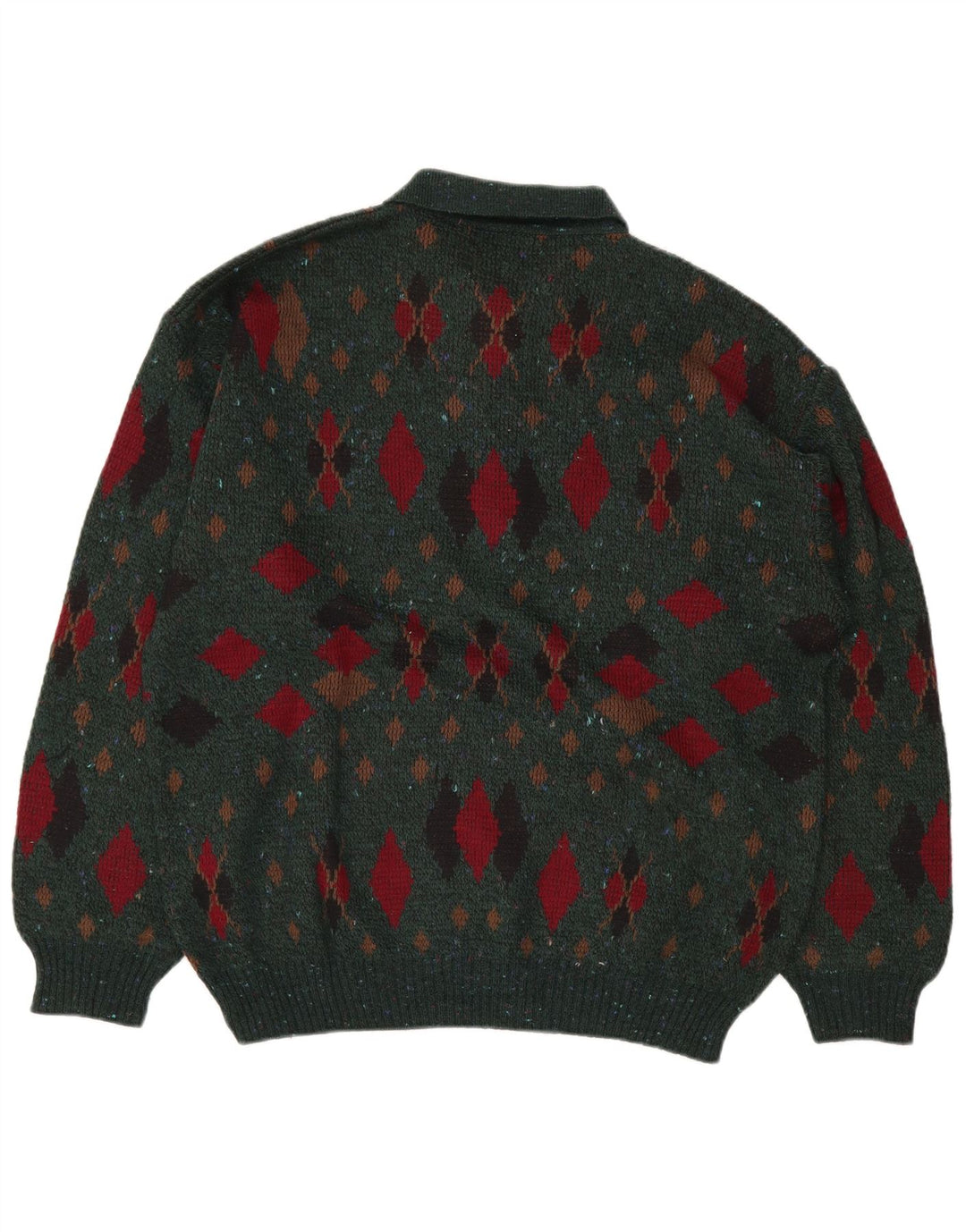 LINEA Pulover cu gât polo pentru bărbați IT 50 Medium Green Argyle/Diamond