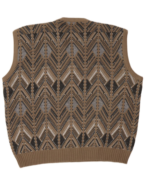 VINTAGE Vestă pentru bărbați Tank Top IT 52 Large Brown Fair Isle