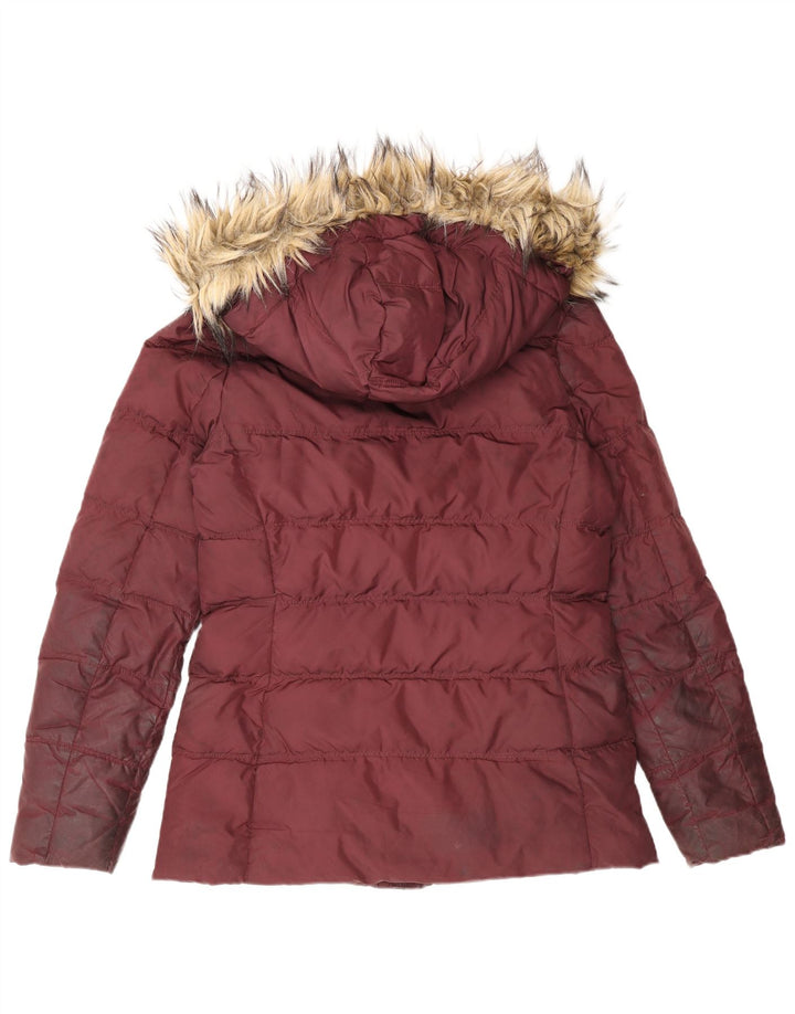 Jachetă căptușită cu glugă pentru femei Tommy Hilfiger UK 10 Poliester burgundă mic