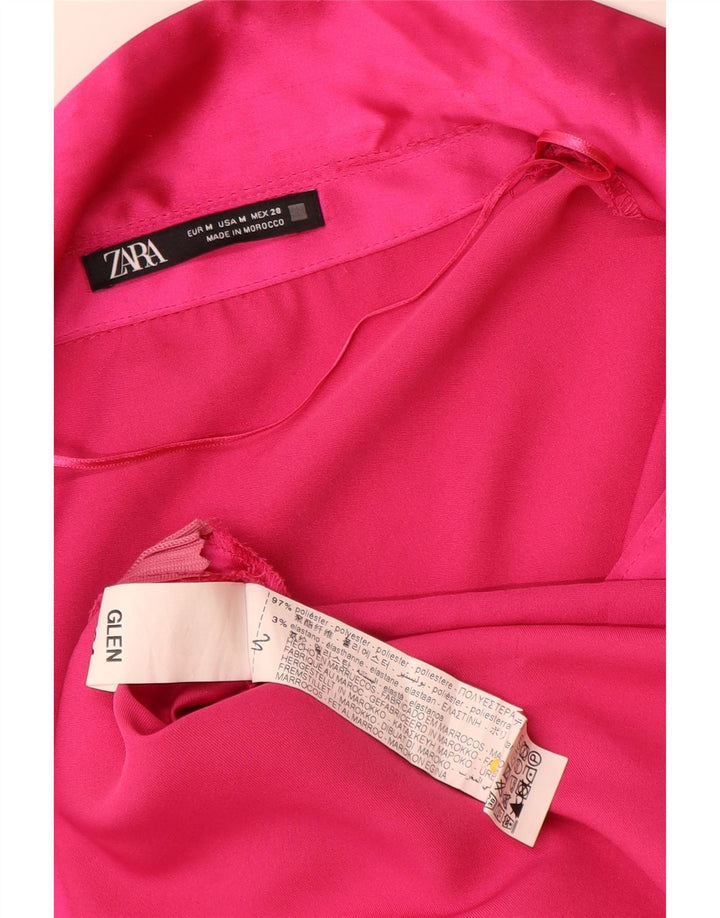 Rochie în formă de A cu mânecă lungă pentru femei Zara UK 14 Poliester roz mediu