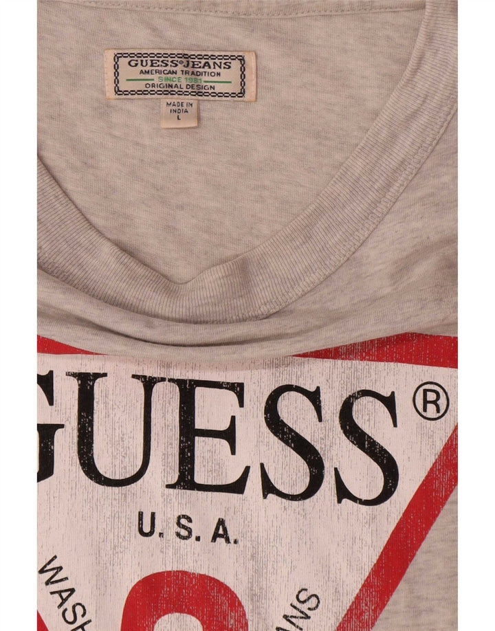 Tricou grafic Guess pentru bărbați Top mare din bumbac cu pete gri