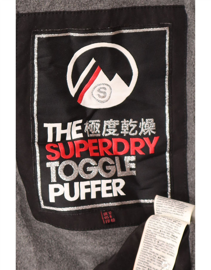 Jachetă duffle cu glugă căptușită Superdry pentru femei UK 12 Poliester mediu negru