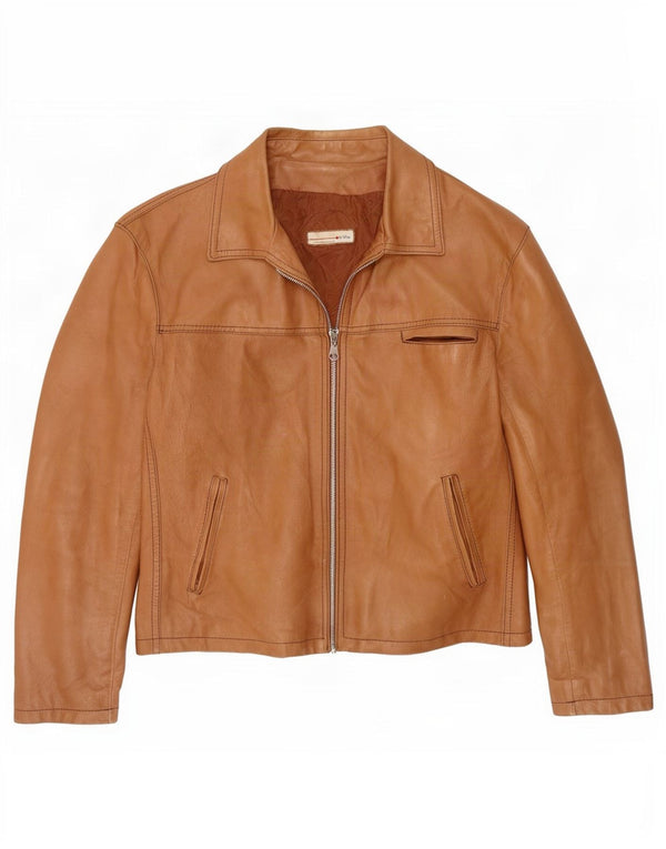 Jachetă de piele vintage pentru femei UK 18 XL bej