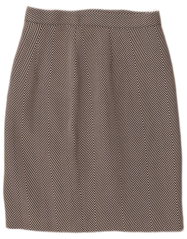 Fusta creion vintage pentru femei cu talie înaltă IT 44 Medium W26 Chevron alb