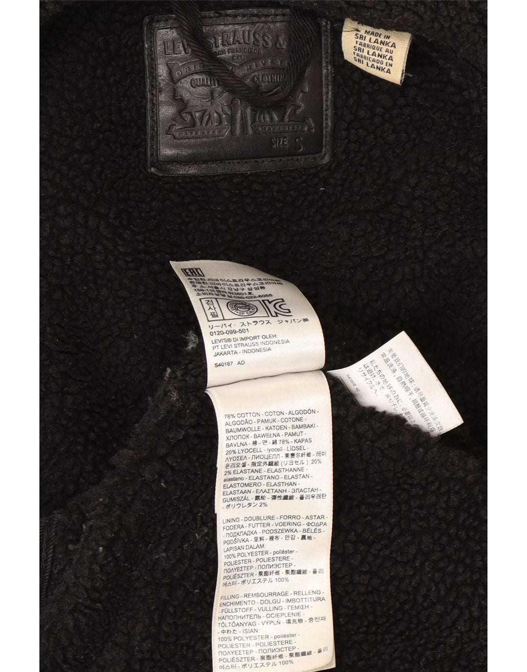 Jachetă de blugi Sherpa pentru femei Levi's UK 10, bumbac negru mic