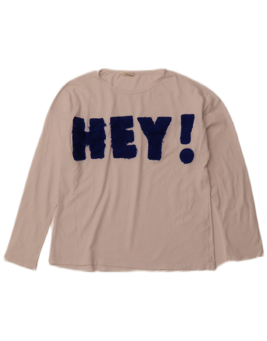 ZARA Fete Top Grafic Maneca Lunga 9-10 Ani Bumbac Alb