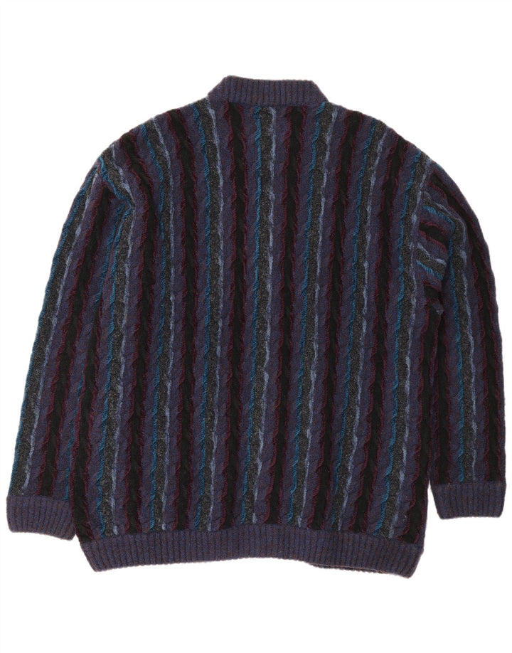 Pulover cardigan Fiume pentru bărbați, cu formă regulată, XL, lână cu dungi violet