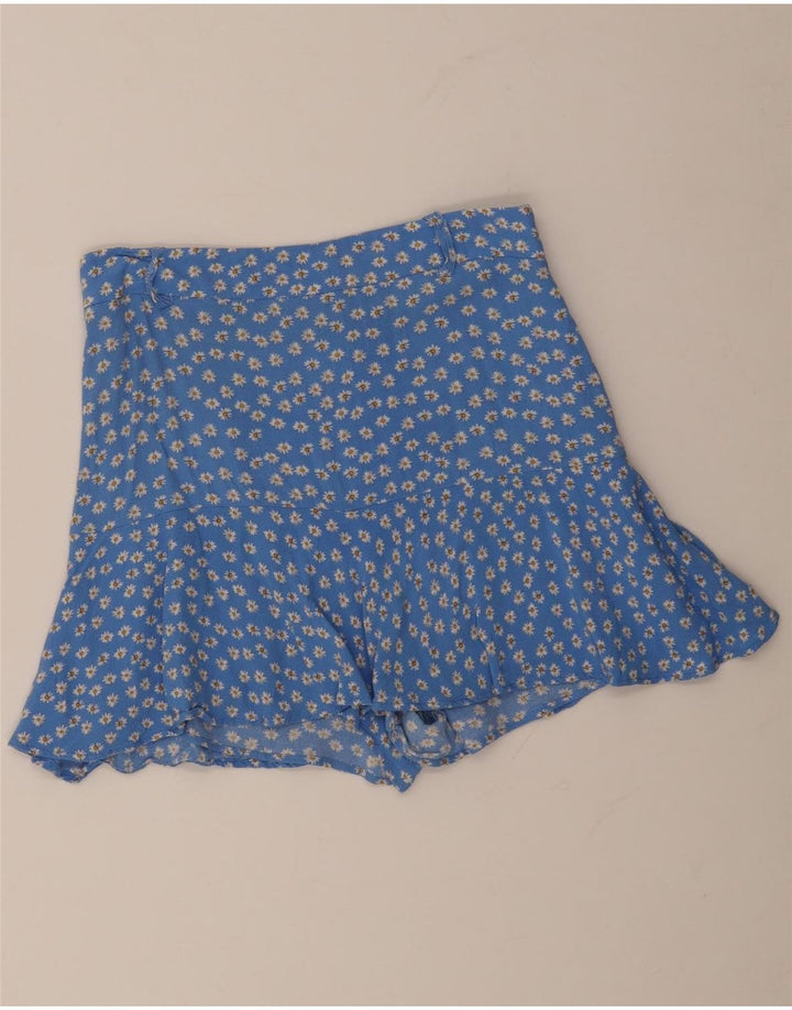 Fusta Mini Zara Femei Medium W28 Blue Floral Viscose