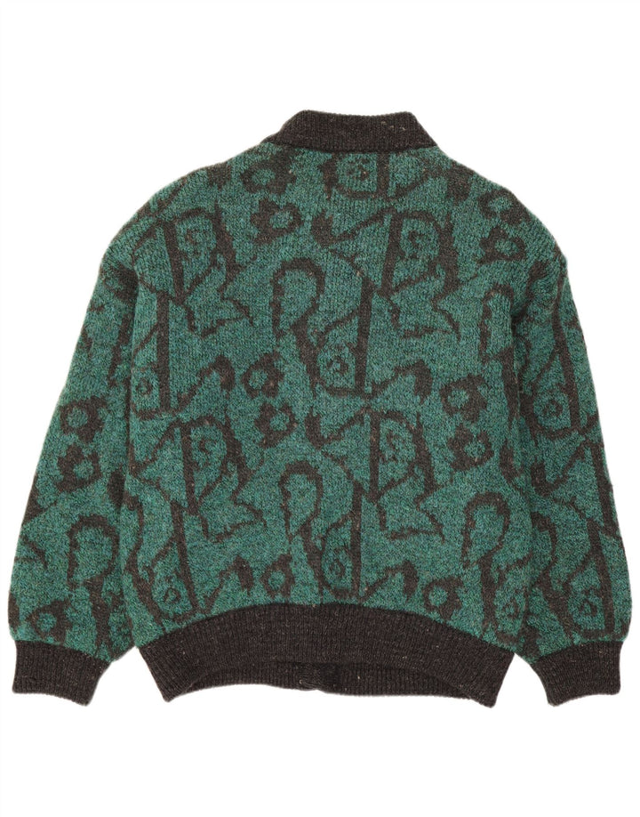 Jachetă vintage pentru bărbați cu model abstract din tricot, IT 48 acrilic verde mediu