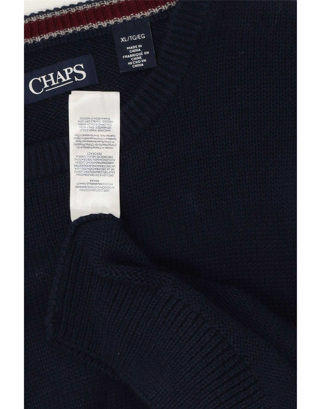 Pulover Chaps pentru bărbați, cu gât crew, XL, bumbac bleumarin
