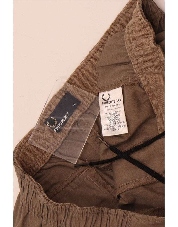 Fred Perry băieți pantaloni scurți cargo 15-16 ani XL W30 maro poliester