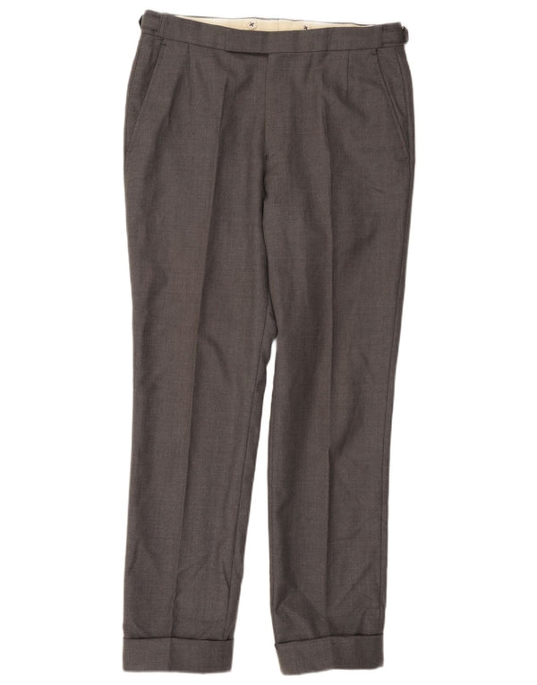 GIEVES & HAWKES Mens Straight Suit Trousers W32 L30 Grey Wool