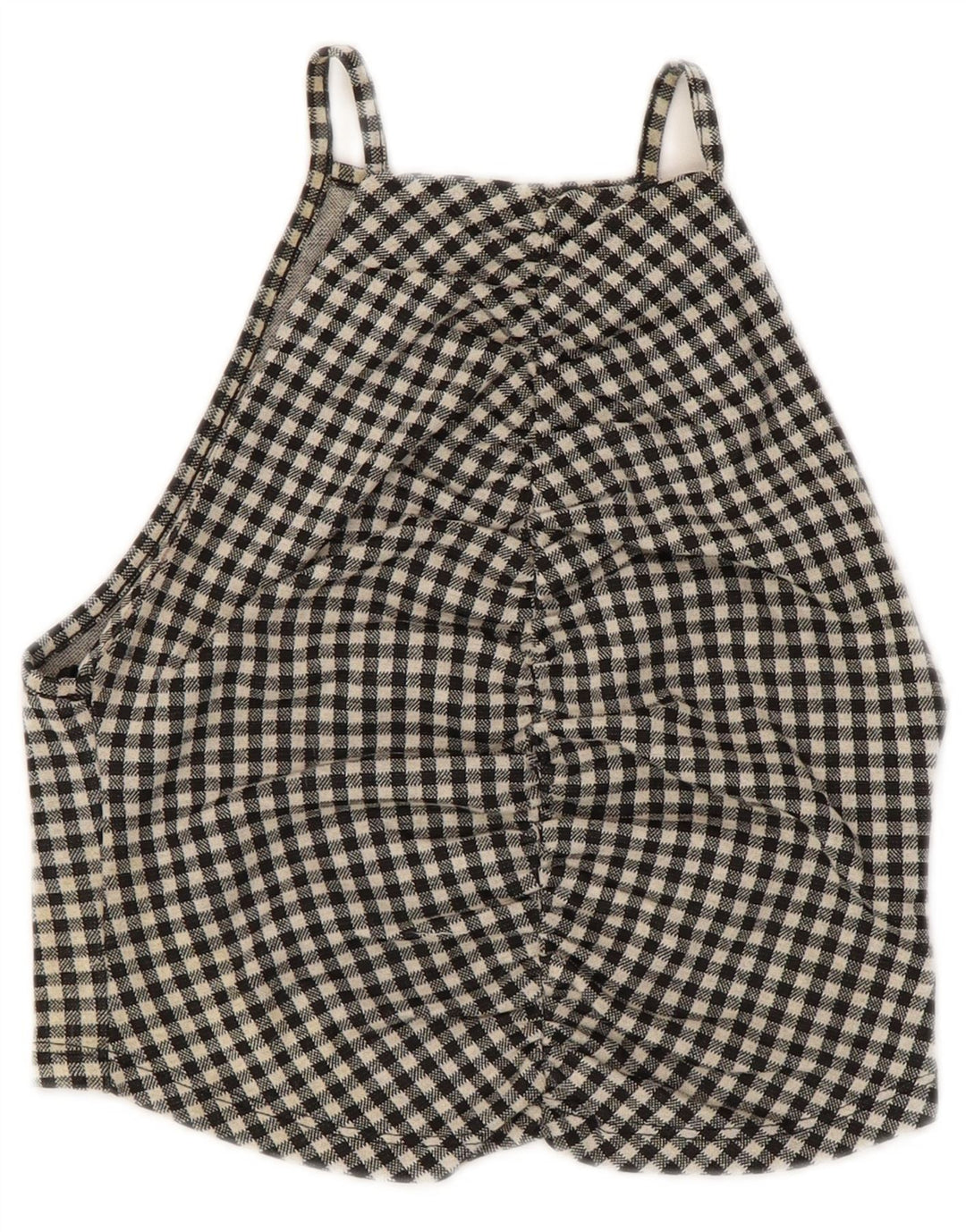 ZARA Crop Halter Top pentru femei UK 8 Small Black Gingham Bumbac