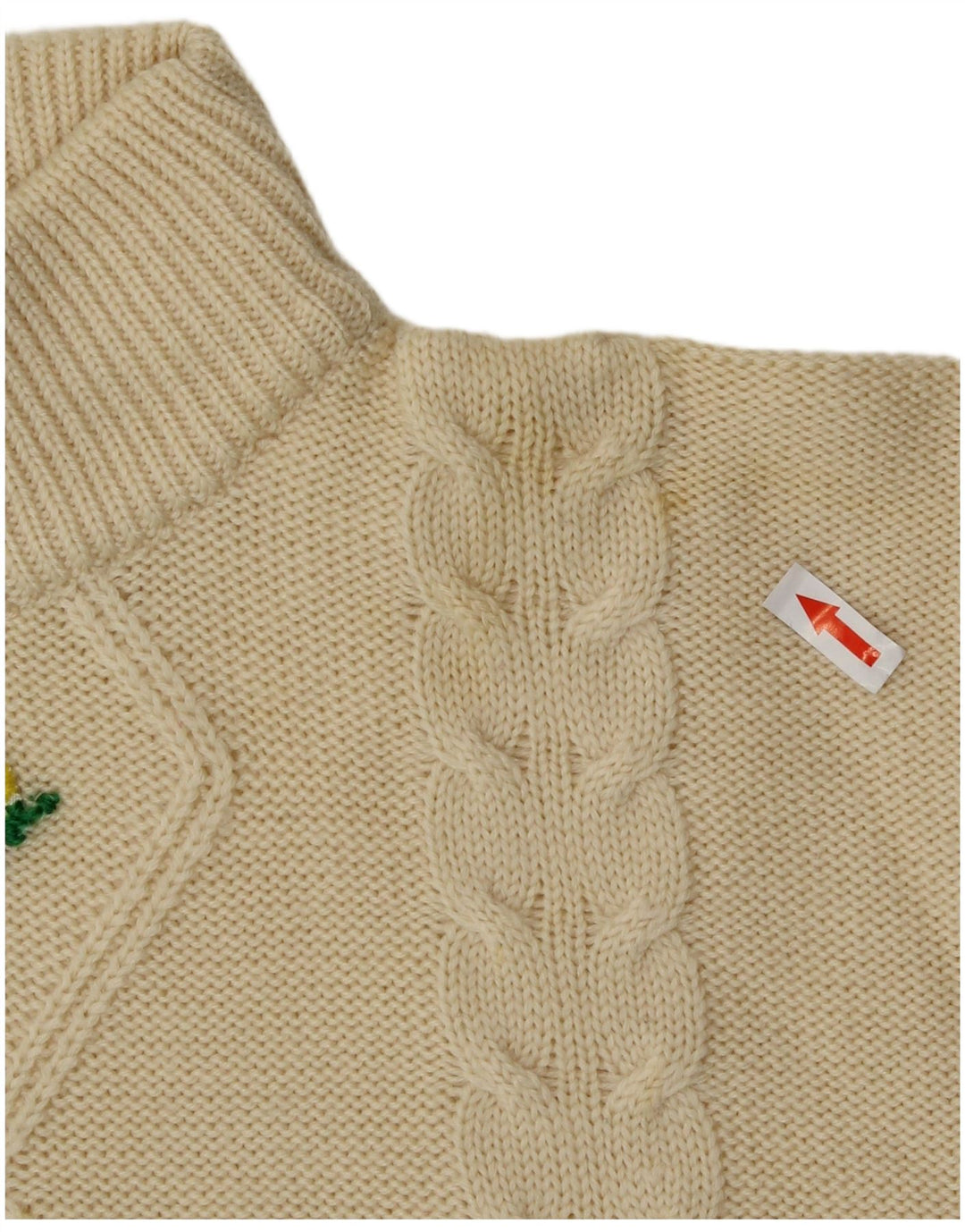 Pulover vintage cu gât țestoasă pentru femei UK 14 Medium Galben Floral