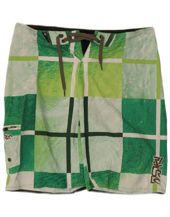Pantaloni scurți de înot grafic pentru bărbați Rip Curl, poliester cu carouri mari, verde