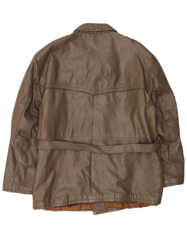 Geacă de piele vintage pentru bărbați IT 54 2XL maro