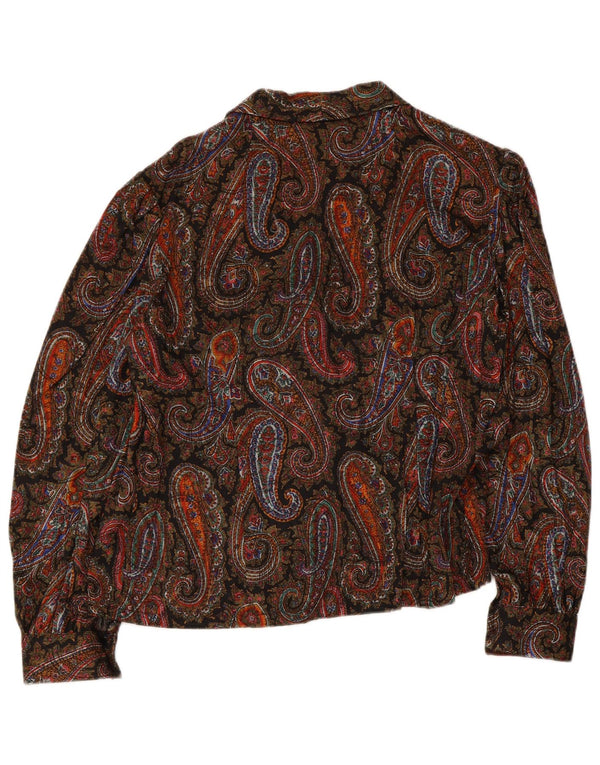 Bluză vintage pentru femei, cămașă crop UK 8, cachetăl multicolor mic