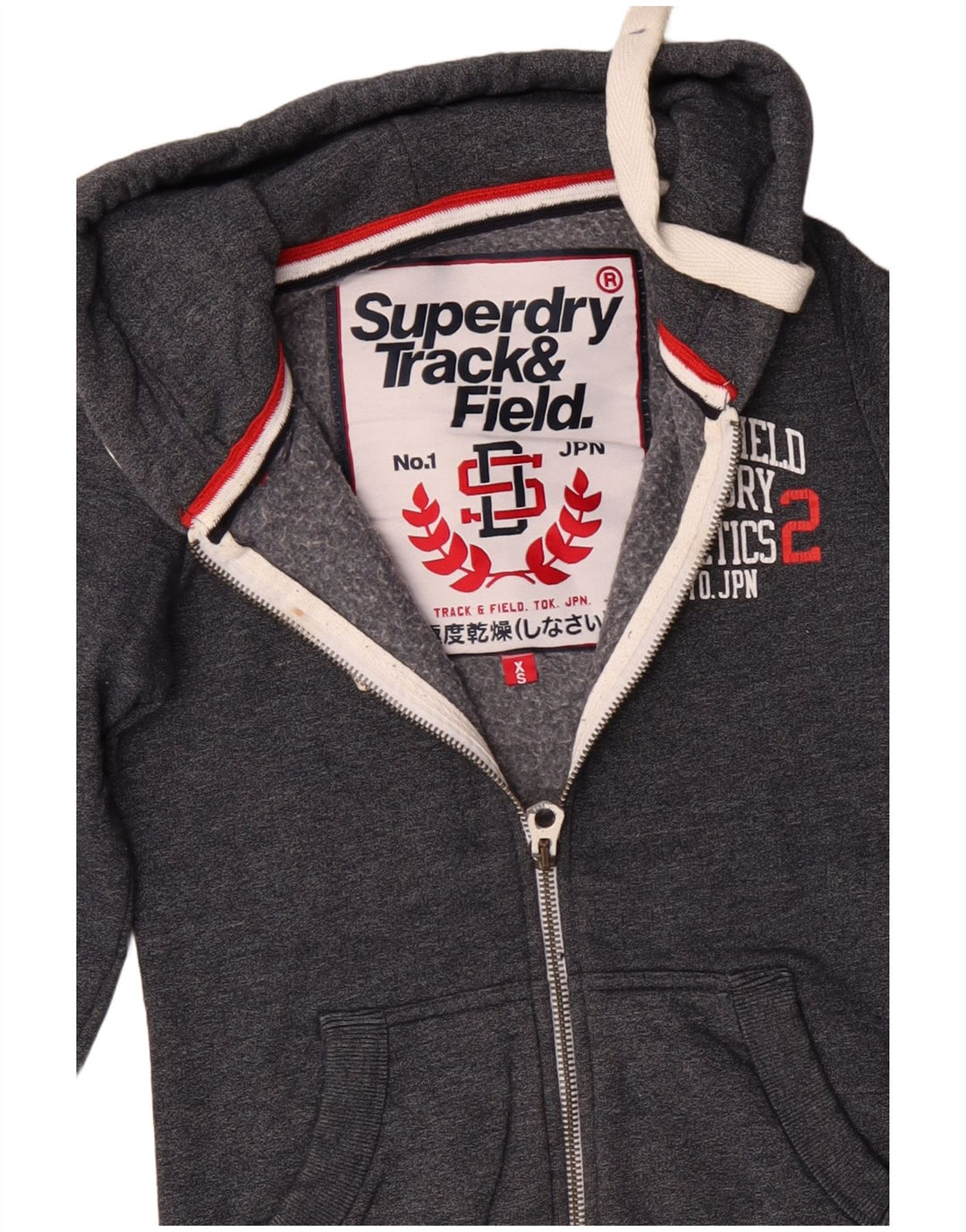 SUPERDRY Pulover pentru bărbați de atletism și teren cu fermoar grafic XS bumbac gri